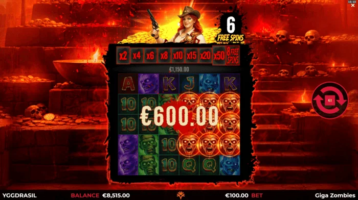 Giga Zombies - Free Spins के दौरान जीत